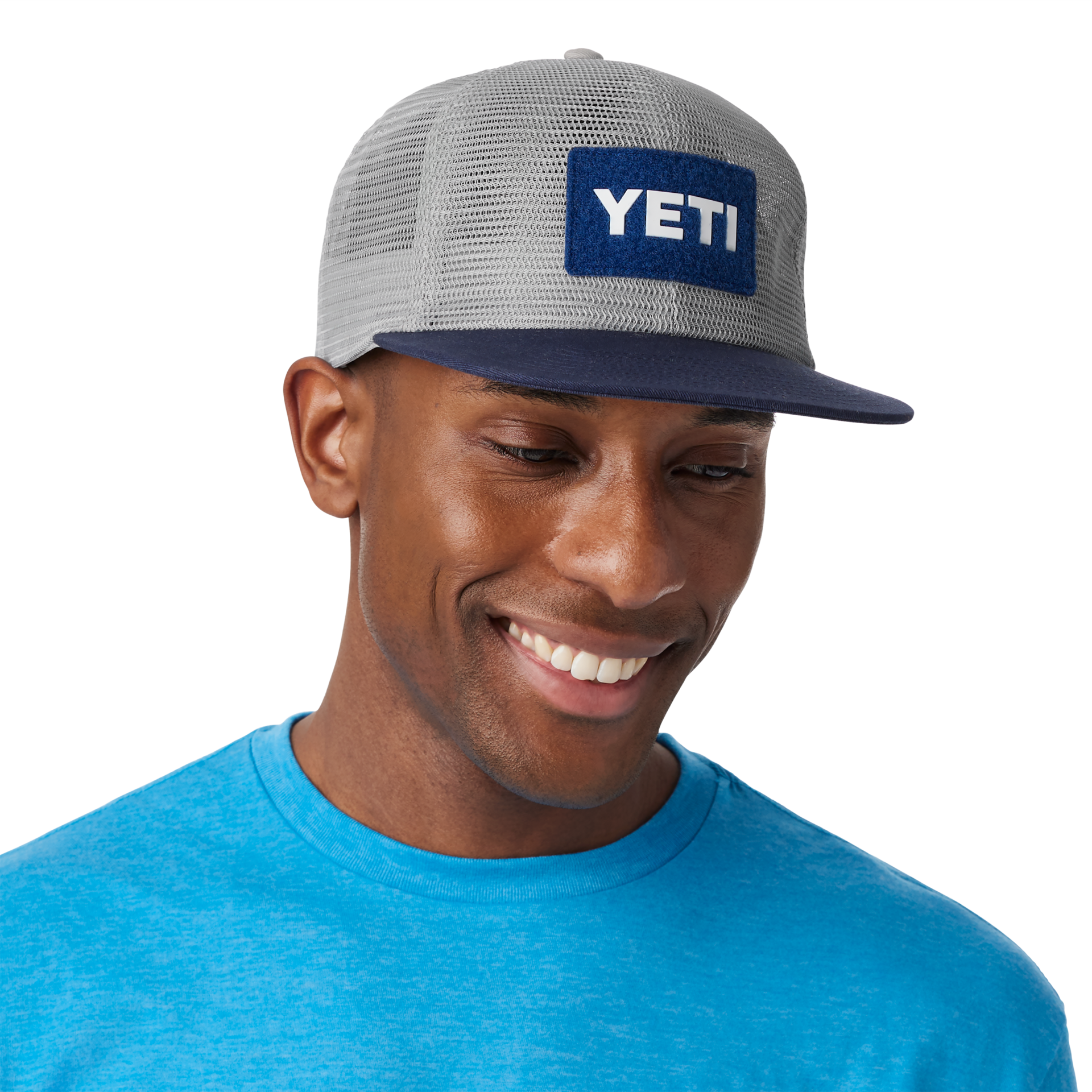 Velcro Badge Flat Brim Mesh Hat - Image 6